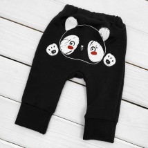Штаны для ребенка однотонные с принтом сзади Panda с начосом  Dexter`s  Черный d303чн-пд  62 см (d303чн-пд)