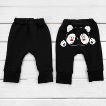 Штани для дитини однотонні з принтом ззаду Panda з начосом  Dexter`s  Чорний d303чн-пд  86 см (d303чн-пд)