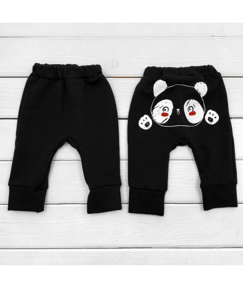 Штани для дитини однотонні з принтом ззаду Panda з начосом  Dexter`s  Чорний d303чн-пд  80 см (d303чн-пд)