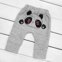 Трикотажные штаны для ребенка в сером цвете с принтом сзади Panda  Dexter`s  Серый d303ср-пд  68 см (d303ср-пд)