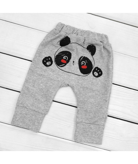 Трикотажные штаны для ребенка в сером цвете с принтом сзади Panda  Dexter`s  Серый d303ср-пд  86 см (d303ср-пд)
