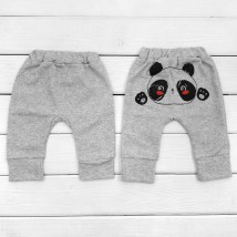 Трикотажные штаны для ребенка в сером цвете с принтом сзади Panda  Dexter`s  Серый 303  80 см (d303ср-пд)