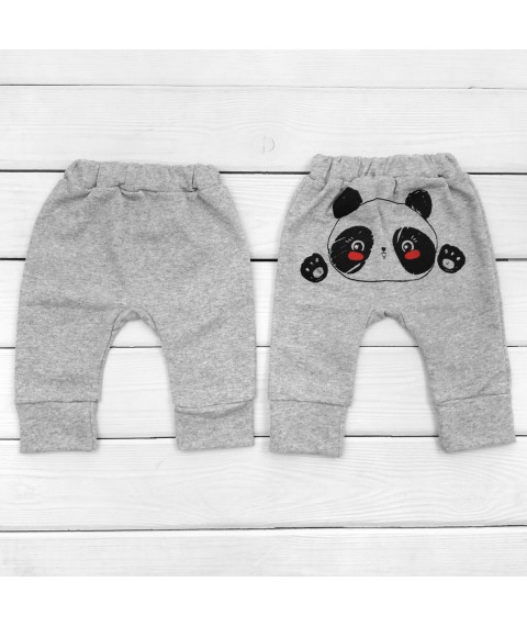 Трикотажные штаны для ребенка в сером цвете с принтом сзади Panda  Dexter`s  Серый d303ср-пд  68 см (d303ср-пд)