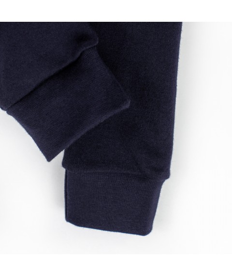 Navy blue knitted children's pants with Gecko Dexter`s print Blue 924 74 cm (d924-3)