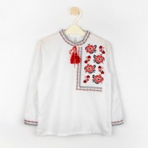 Вышиванка для мальчика с длинным рукавом Цветы  Dexter`s  Белый d1302-13  146 см (d1302-13)