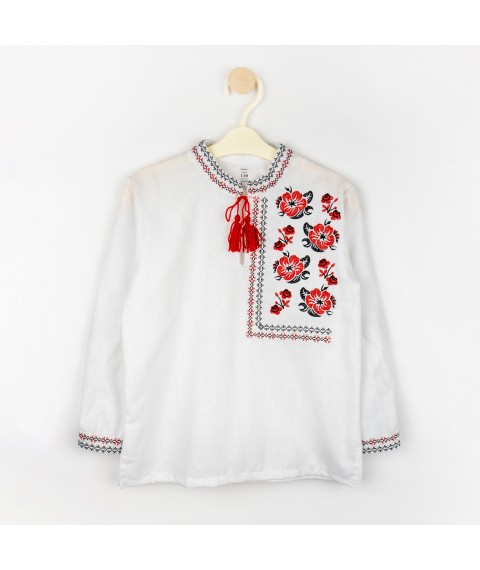 Вышиванка для мальчика с длинным рукавом Цветы  Dexter`s  Белый d1302-13  146 см (d1302-13)