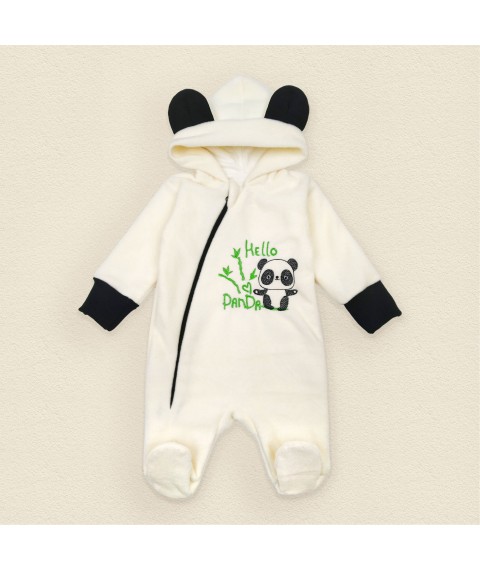 Флісовий комбінезон з підкладкою та капюшоном Panda  Dexter`s  Молочний 8-100  68 см (d8-110пд)