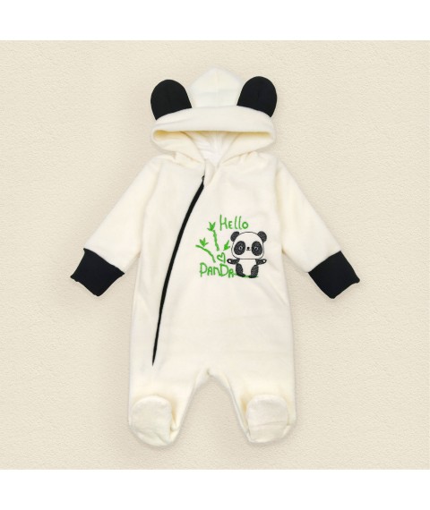 Флисовый комбинезон с подкладкой и капюшоном Panda  Dexter`s  Молочный 8-100  62 см (d8-110пд)