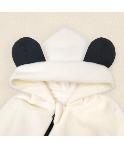 Panda Dexter`s fleece lined and hooded jumpsuit Milky 8-100 74 cm (d8-110pd)