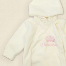 Флисовый Человечек с капюшоном для девочки Принцесса  Dexter`s  Молочный 8-105  62 см (8-105д)