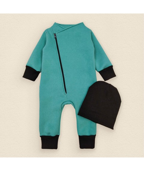 Wasabi Dexter`s warm overalls and hat with a scar Green 2144 86 cm (d2144-5)
