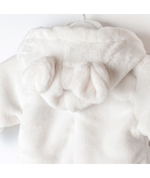Плюшевый комбинезон детский с капюшоном демисезонный Мишутка  Dexter`s  Молочный 12-20  56 см (d12-20мл)