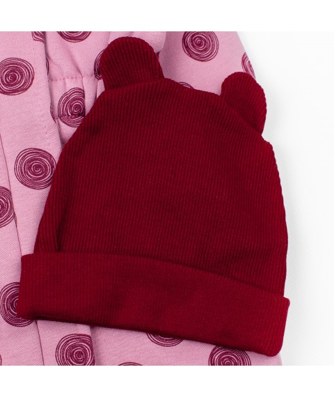 Roses Dexter`s Pink 2142 80 cm overalls with a cap for walks (d2142-40)