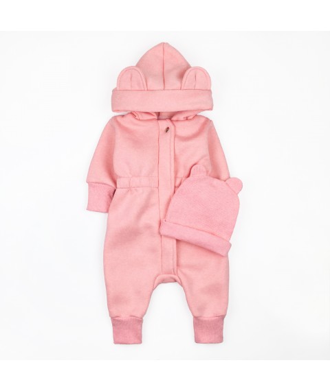 Demi-season jumpsuit romper with PUDRA Dexter`s cap Pink 2142 68 cm (d2142-10)