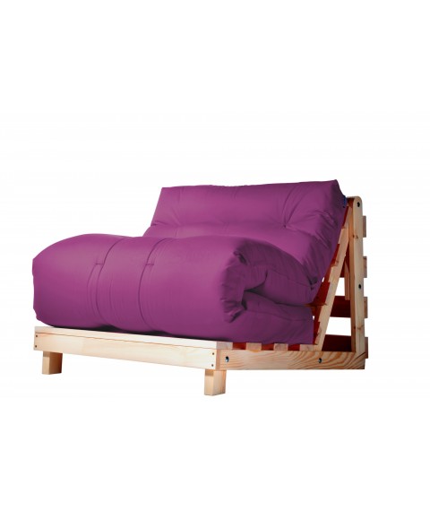 Кресло футон Futon Art футон рама сосна натуральная не окрашена, 90х200см хлопок многослойное наполнение (Фиолетовый) FC-00-PP-00