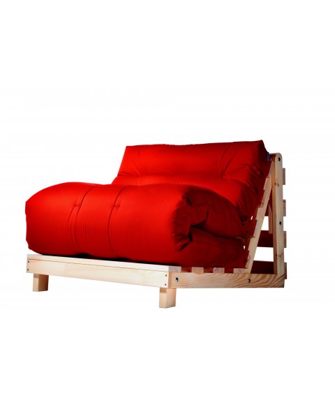 Крісло футон Futon Art, рама сосна натуральна, не фарбована; бавовна багатошарове ваповнення матрацу 90х200см (Червоний) FC-00-RD-00