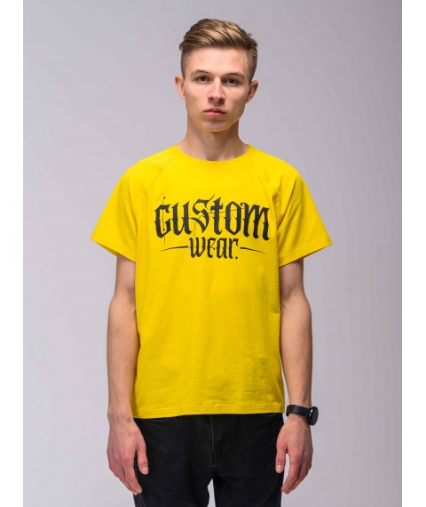 T-shirt yellow Gothic logo Custom Wear L