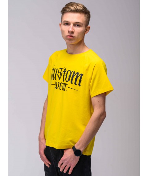 T-shirt yellow Gothic logo Custom Wear S