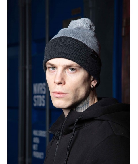 Шапка Custom Wear Tricolor з бумбоном графіт з сірим [[optionset1]]