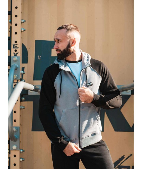 Зіпер Custom Wear без начосу сірий з чорним рукавом L