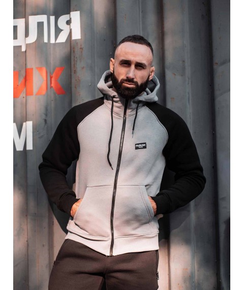 Зіпер Custom Wear з начосом сірий з чорним рукавом M