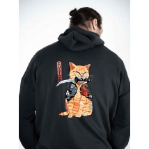 Худі оверсайз Custom Wear без начосу Samurai Cat графіт [[optionset1]]