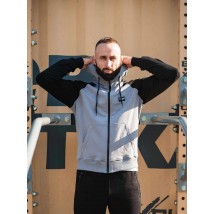 Зіпер Custom Wear без начосу сірий з чорним рукавом S