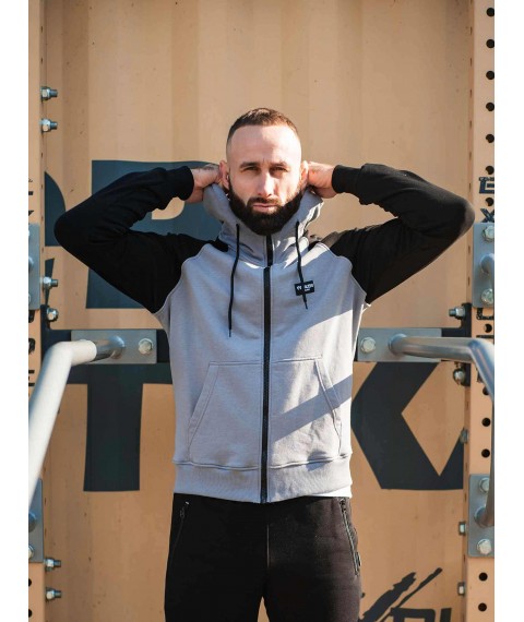 Зіпер Custom Wear без начосу сірий з чорним рукавом L