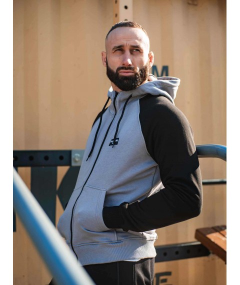 Зіпер Custom Wear без начосу сірий з чорним рукавом L