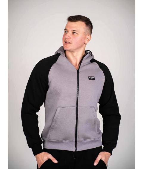 Зіпер Custom Wear з начосом сірий з чорним рукавом M