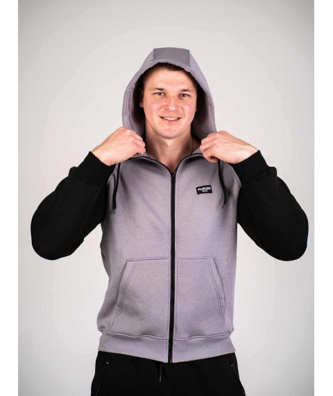 Зіпер Custom Wear з начосом сірий з чорним рукавом M