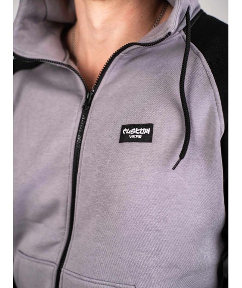 Зіпер Custom Wear з начосом сірий з чорним рукавом M