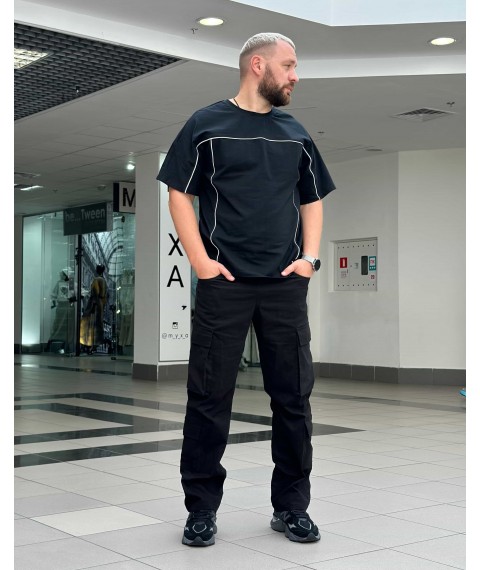Штани оверсайз карго Custom Wear Cargo Premium Wide чорні XS