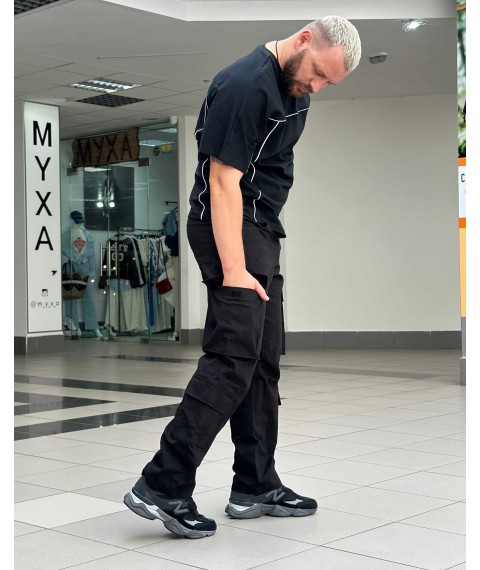Штани оверсайз карго Custom Wear Cargo Premium Wide чорні XS
