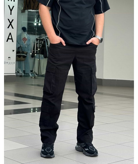 Штани оверсайз карго Custom Wear Cargo Premium Wide чорні XS