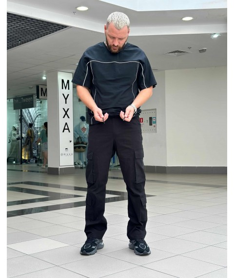 Штани оверсайз карго Custom Wear Cargo Premium Wide чорні XS