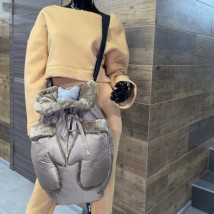 Сумка переноска для котів і собак Style Pets "Рукавичка" коричневай, плащовка/махра