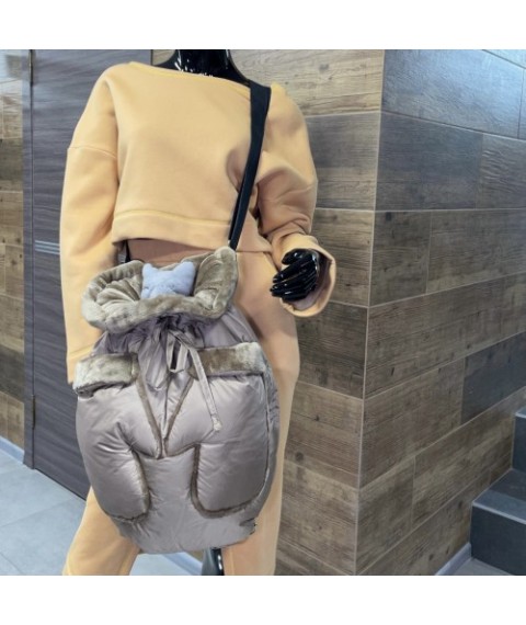 Сумка переноска для котів і собак Style Pets "Рукавичка" коричневай, плащовка/махра