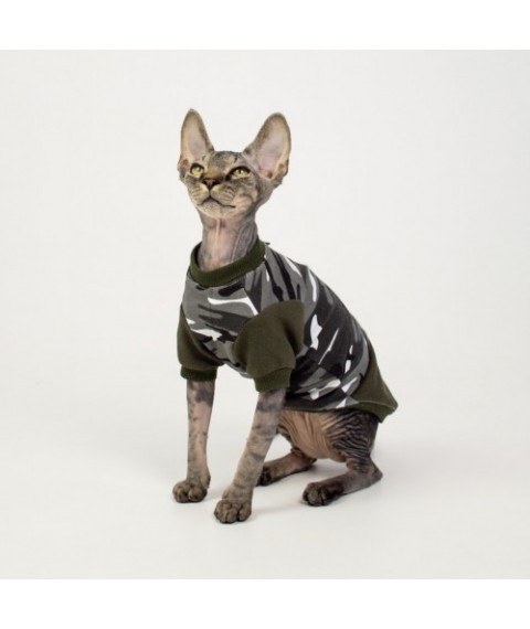 Кофта з рукавом для кота та кішки Style Pets Military SP-2 білий камуфляж