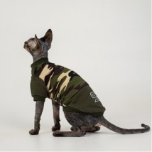 Кофта з рукавом для кота та кішки Style Pets Military SP-2 зелений камуфляж