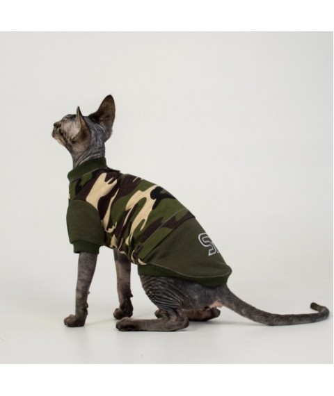 Кофта з рукавом для кота та кішки Style Pets Military SP-2 зелений камуфляж