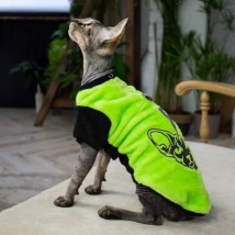 Тепла кофта з рукавом для кота та кішки Style Pets FaceSPS з махрової тканини колір зелений