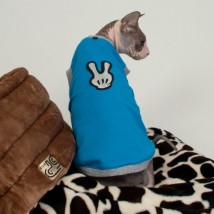 Майка для кота та кішки Style Pets✌ «victory hand» блакитна