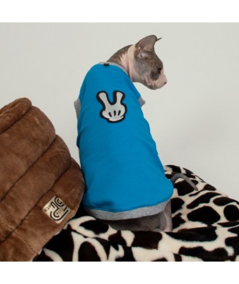 Майка для кота та кішки Style Pets✌ «victory hand» блакитна