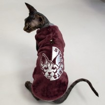 Тепла кофта з рукавом для кота та кішки Style Pets FaceSPM з махрової тканини колір марсала