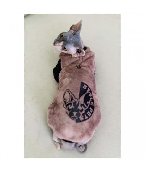 Тепла кофта для кота та кішки Style Pets FaceSPS з махрової тканини, Рожева пудра