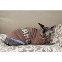 Тепла кофта з рукавом для кота та кішки Style Pets «HARVARD» mocha