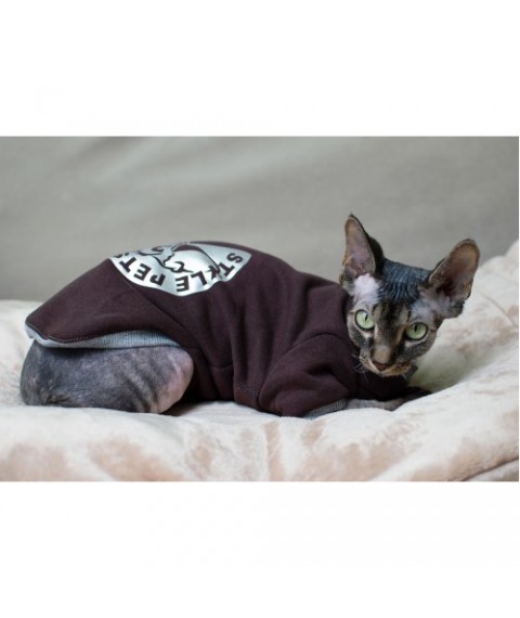 Тепла кофта з рукавом для кота та кішки Style Pets FaceSP-brown