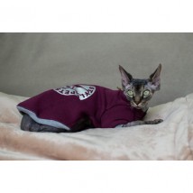Тепла кофта з рукавом для кота та кішки Style Pets FaceSP- cherry