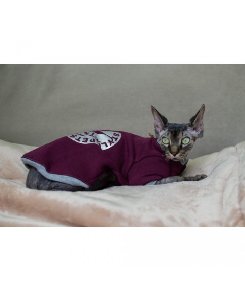 Тепла кофта з рукавом для кота та кішки Style Pets FaceSP- cherry